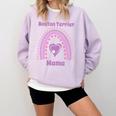 Boston Terrier Mama Cute Rainbow Paw Heart Shape Comfort Colors Sweatshirt Orchid