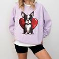 Boston Terrier Mom Dad Bostie Dog Lover Valentines Day Comfort Colors Sweatshirt Orchid
