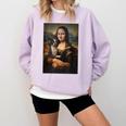 Boston Terrier Mona Lisa Painting Art Dog Mom Dad For Men Women Kids Comfort Colors Sweatshirt Orchid