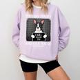 Boston Terrier Mug Shot Guilty Dog Comfort Colors Sweatshirt Orchid