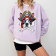 Boston Terrier Pirate T Shirt Jolly Roger Crossbones Skull Comfort Colors Sweatshirt Orchid