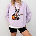 Boston Terrier Playing Guitar Boston Terrier Comfort Colors Sweatshirt Orchid