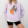 Boston Terrier Pumpkin Jack O Lantern Halloween Comfort Colors Sweatshirt Orchid