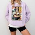 Boston Terrier Ramen Noodles Japanese Art Retro Ocean Waves Comfort Colors Sweatshirt Orchid