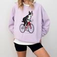 Boston Terrier Riding Bicycle Cute Bostie Biker Raglan Baseball Tee Comfort Colors Sweatshirt Orchid