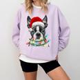 Boston Terrier Santa Christmas Tree Lights Xmas Boys Men Dog Comfort Colors Sweatshirt Orchid