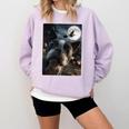 Boston Terrier Selfie Full Moon Flying Witch Halloween Dog Comfort Colors Sweatshirt Orchid