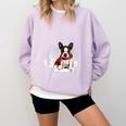 Boston Terrier In The Snow Merry Christmas Winter Comfort Colors Sweatshirt Orchid