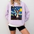 Boston Terrier Starry Night Van Gogh Art Comfort Colors Sweatshirt Orchid