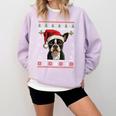 Boston Terrier Ugly Christmas Sweater Xmas For Adults Kids Comfort Colors Sweatshirt Orchid