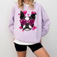 Boston Terrier Valentines Day Shirt Heart Dog Lover Comfort Colors Sweatshirt Orchid