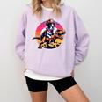 Boston Terrier Wearing A Cowboy Hat On T-Rex Comfort Colors Sweatshirt Orchid