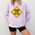 Caution Sign Boston Terrier Dog Bostie Puppy Comfort Colors Sweatshirt Orchid