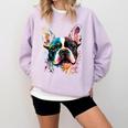 Cute Boston Terrier Puppy Dog Art Lover Unique Painting For Men Women Kids Comfort Colors Sweatshirt Orchid