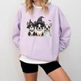 Cute Halloween Boston Terrier Dogs Witch Hat Ghost Dog For Men Women Kids Comfort Colors Sweatshirt Orchid