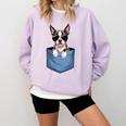 Cute Pocket Boston Terrier Lover Dog Mom Comfort Colors Sweatshirt Orchid