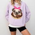 Cute Pug Shirt Donut Girls Dog Comfort Colors Sweatshirt Orchid