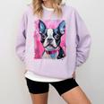 Dog Pink Boston Terrier Comfort Colors Sweatshirt Orchid