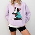 Father's Day Gift Dog Dad Boston Terrier i Love Dad Tattoo Comfort Colors Sweatshirt Orchid