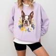 Floral Boston Terrier Comfort Colors Sweatshirt Orchid