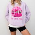 Ghost And Witch Boston Terrier Dog In October We Wear Pink Comfort Colors Sweatshirt Orchid
