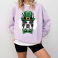 Green Boston Terrier Shamrock St Patricks Day Boston Terrier Comfort Colors Sweatshirt Orchid