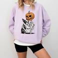 Halloween Skeleton Boston Terrier Comfort Colors Sweatshirt Orchid