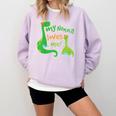 Kids My Nonna Loves Me Dinosaur Grandson Comfort Colors Sweatshirt Orchid