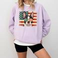 Patriotic Boston Terrier Dog Lover USA Flag 4th Of July For Men Women Kids Comfort Colors Sweatshirt Orchid