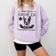 Retro Boston Terrier Coffee Dog Mom Coffee Lover Comfort Colors Sweatshirt Orchid