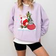 Santa Ugly Christmas Tree Lights Boston Terrier Dog Lover Comfort Colors Sweatshirt Orchid
