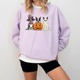Spooky Ghost Boston Terrier Pumpkin Halloween Dog Lover Comfort Colors Sweatshirt Orchid