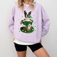 St Patrick's Day Leprechaun Boston Terrier Dog Shamrock For Men Women Kids Comfort Colors Sweatshirt Orchid