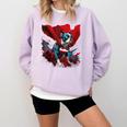 Super Power Superhero Boston Terrier Dog For Men Women Kids Comfort Colors Sweatshirt Orchid