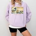 Surfing Boston Terrier Kanagawa Wave Japanese Dog For Men Women Kids Comfort Colors Sweatshirt Orchid