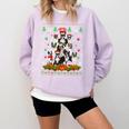 Ugly Sweater Christmas Tree Boston Terrier Dog Xmas Pajama Comfort Colors Sweatshirt Orchid
