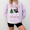 Xmas Tree Lighting Santa Riding Boston Terrier Christmas Comfort Colors Sweatshirt Orchid