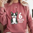 6 Years Old Birthday Boston Terrier Dog Lover 6th Party Kid Comfort Colors Sweatshirt Crimson
