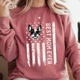 Best Boston Terrier Dog Mom Ever USA Flag For Men Women Kids Comfort Colors Sweatshirt Crimson