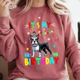 My Birthday Colorful Costume Boston Terrier Party Comfort Colors Sweatshirt Crimson