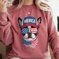 Boston Terrier 4th Of July US Merica Bostie Dog Patriotic For Men Women Kids Comfort Colors Sweatshirt Crimson