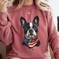 Boston Terrier American Flag Comfort Colors Sweatshirt Crimson