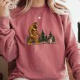 Boston Terrier Bigfoot Dog Walking Dog Mom Dad Kids Comfort Colors Sweatshirt Crimson