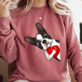 Boston Terrier Bostie Dog Kids Women Girls Comfort Colors Sweatshirt Crimson