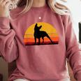 Boston Terrier Bostie Sunset Retro Dog Pet Mom Dad Comfort Colors Sweatshirt Crimson