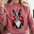 Boston Terrier Boxing Comfort Colors Sweatshirt Crimson