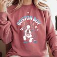 Boston Terrier Boy Cute Cartoon Dog Owner Pet Boston Terrier Comfort Colors Sweatshirt Crimson