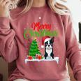 Boston Terrier Christmas Tree Lights Xmas Dog Lover Comfort Colors Sweatshirt Crimson