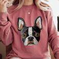 Boston Terrier Cute Puppy Face Dog Lover Pet Owner Comfort Colors Sweatshirt Crimson