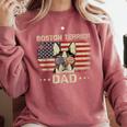Boston Terrier Dad Dog Lovers American Flag 4th Of July For Women Men Comfort Colors Sweatshirt Crimson